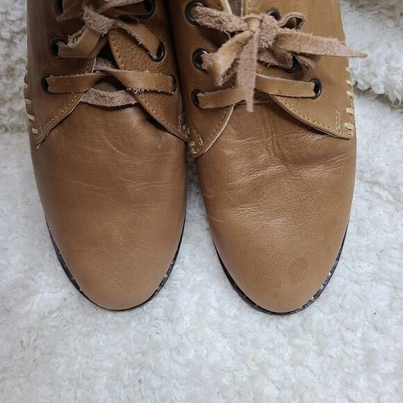 Musse & Cloud Tan Leather Laceup Ankle Boots sz 10 - Picture 4 of 8